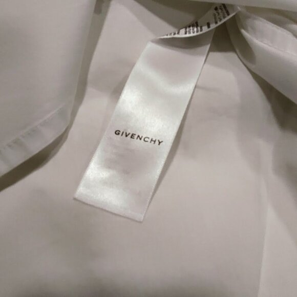 Givenchy Mens Classic Fit White Cotton Button-Up Shirt With Logo Design Made In - Picture 16 of 16